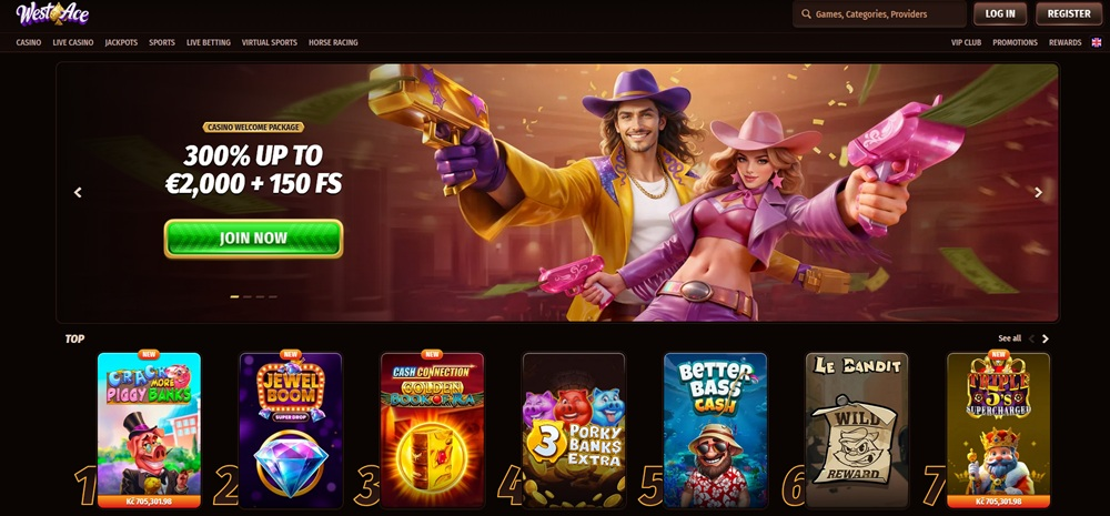 screenshot van westace online casino nederland